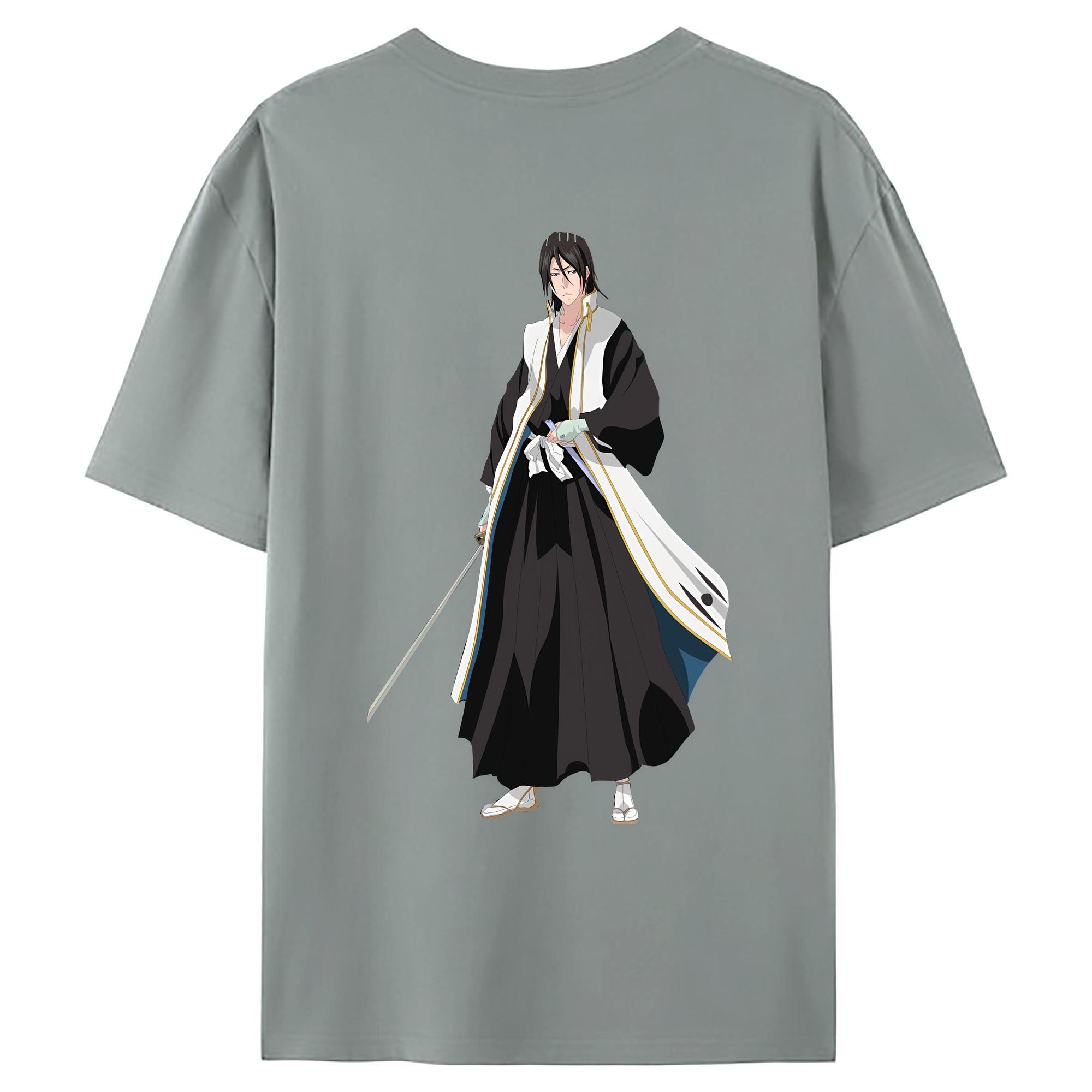 （画像用） ブリーチ くちき びゃくや BLEACH Kuchiki Byakuya 綿100％ メンズ半袖Tシャツ（バックプリント） 通気性
